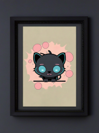 Süßer Chibi Panther mit pinken Blasen - Mini Poster - 20x30cm 4