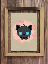 Süßer Chibi Panther mit pinken Blasen - Mini Poster - 20x30cm 5