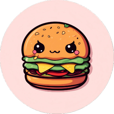 Böser Cute Kawaii Hamburger - Sticker - 3x3cm groß