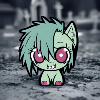 Chibi Zombie Pony auf dem Friedhof - Mini Poster - 20x30cm