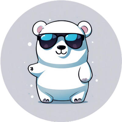 Cooler Cute Kawaii Eisbär mit Sonnenbrille - Sticker - 3x3cm groß