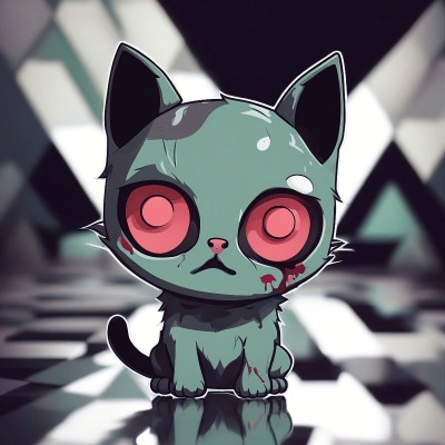 Chibi Zombie Katze - Mini Poster - 20x30cm