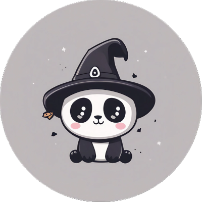 Cute Kawaii Pandabär mit Hexenhut - Sticker - 3x3cm groß