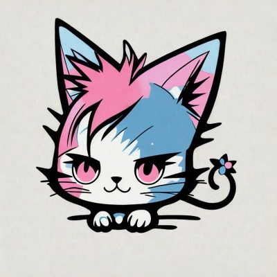 Punk Pink Chibi Katze - Mini Poster - 20x30cm