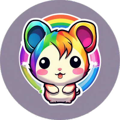 Chibi Kawaii Regenbogen Hamster - Supersüß - Sticker - 3x3cm