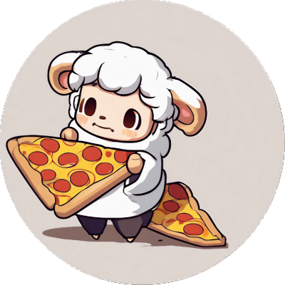 Kawaii Schäfchen mit Pizzastück - Sticker - 3x3cm groß