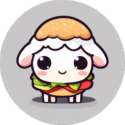 Cute Kawaii Hamburger-Schaf - Sticker - 3x3cm groß