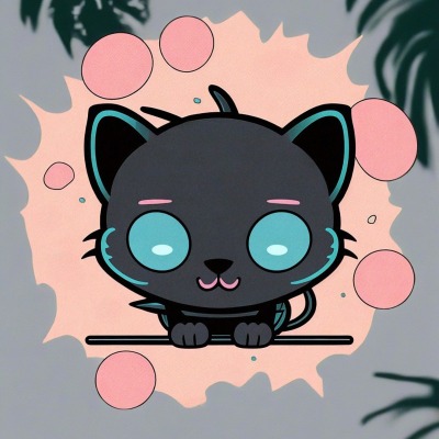 Süßer Chibi Panther mit pinken Blasen im Jungle - Mini Poster - 20x30cm
