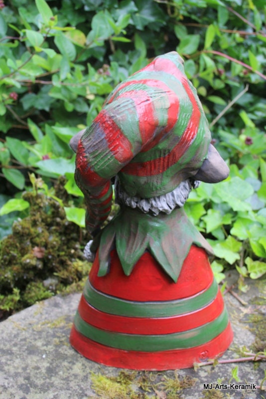 Wichtel Keramik Büste 33cm hoch Gartendeko fairygarden Weihnachtswichtel - Unikat 8