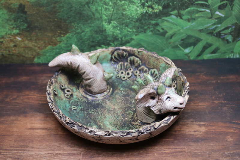 Keramik Vogeltränke Drache Ø 27,5 cm - Gartenwächter, Gargoyle 7