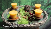 Große Kerzenschale rund grün, Ganzjahres-Dekoschale, Adventsschale Keramik Unikat