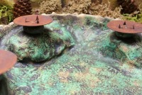 Große Kerzenschale rund grün, Ganzjahres-Dekoschale, Adventsschale Keramik Unikat 5