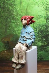 Keramikfigur Mädchen mit roten Haaren Kantenhocker Treppensitzer Unikat 5