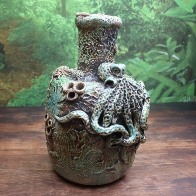 Keramikobjekt Oktopus maritim Keramik Vase Unikat