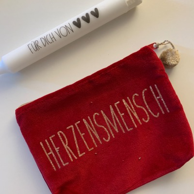 Kosmetiktasche medium Herzensmensch - Für alles, was Dir am Herzen liegt