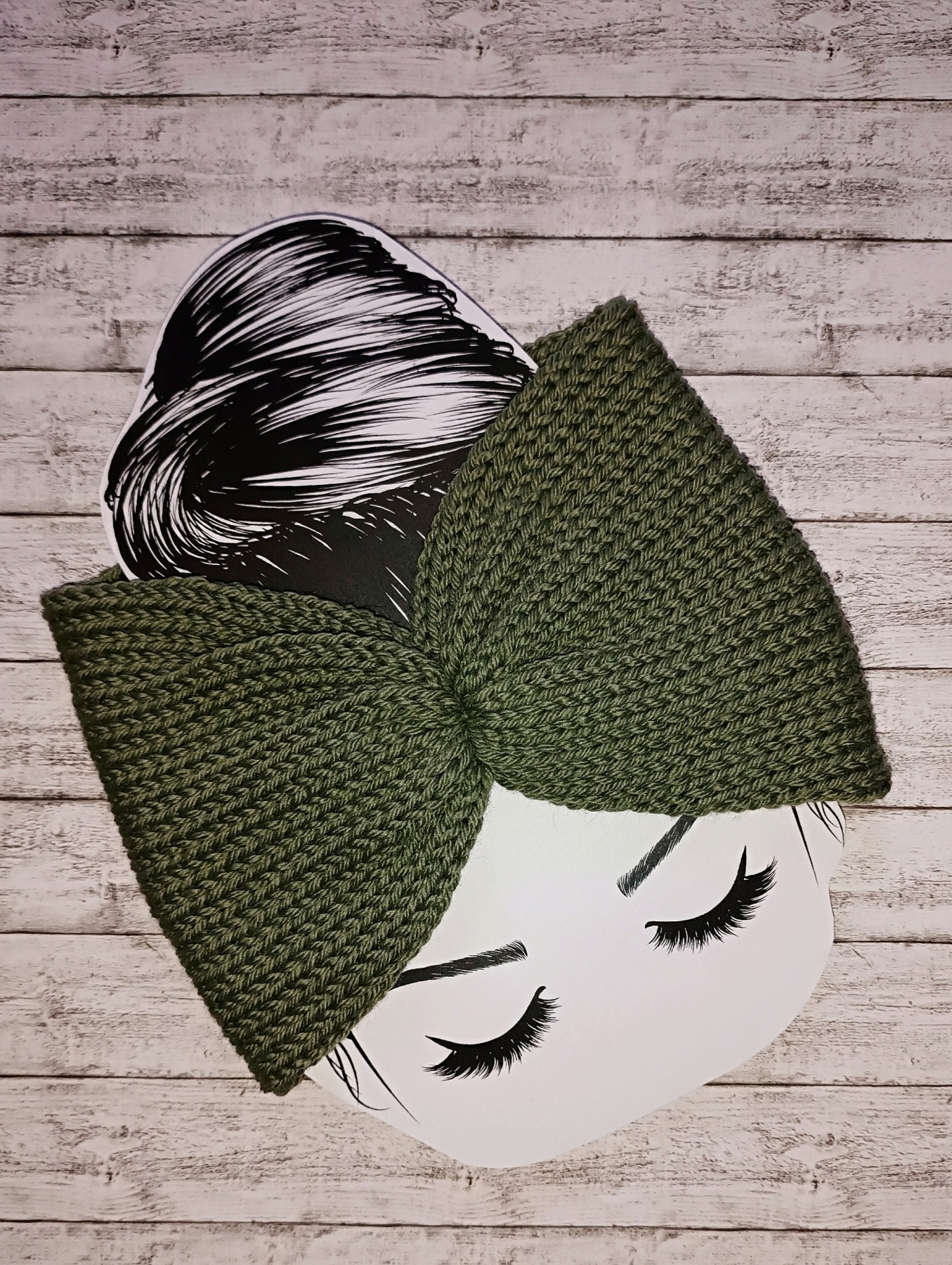 Damen - Stirnband gestrickt - passend für Kopfumfang 52-60 cm grün