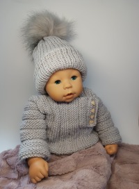 Newborn Set zur Geburt Sweater und Bommelmütze 100 % Baby Merino 2