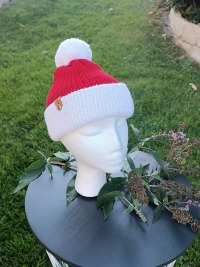 Weihnachtsmütze Nikolausmütze aus Strick mit Bommel 2