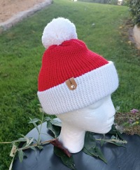 Weihnachtsmütze Nikolausmütze aus Strick mit Bommel