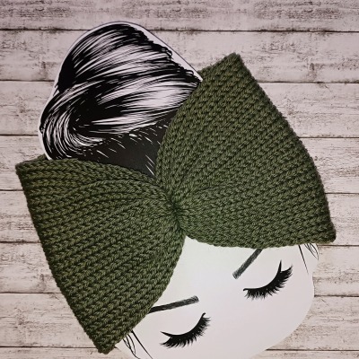 Damen - Stirnband gestrickt - passend für Kopfumfang 52-60 cm grün - Haarband
