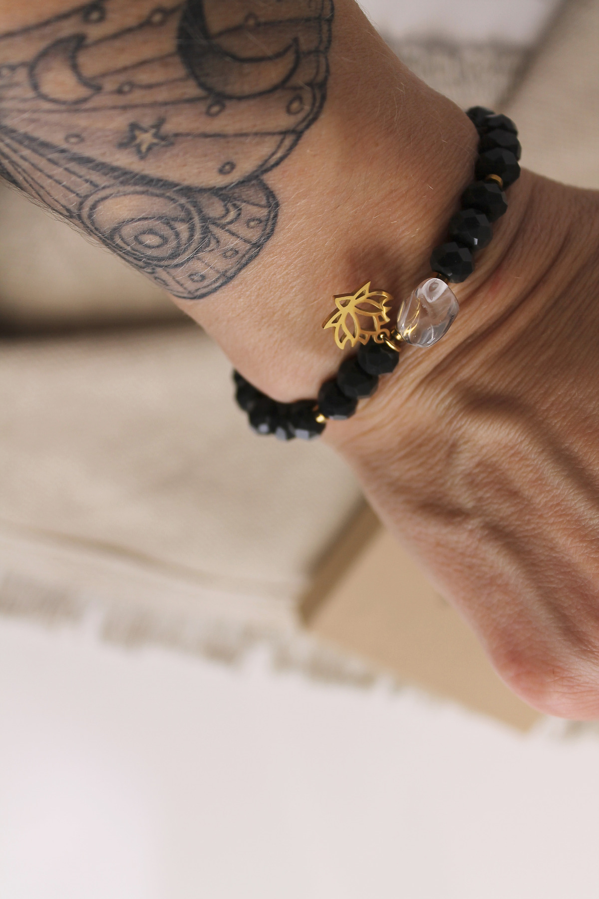Edelstahl Lotus Armband: Bergkristall Schmuck 3