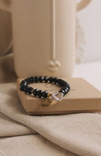 Edelstahl Lotus Armband: Bergkristall Schmuck