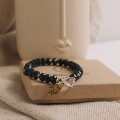 Edelstahl Lotus Armband: Bergkristall Schmuck - Schmuck für innere Harmonie und Ausgleich
