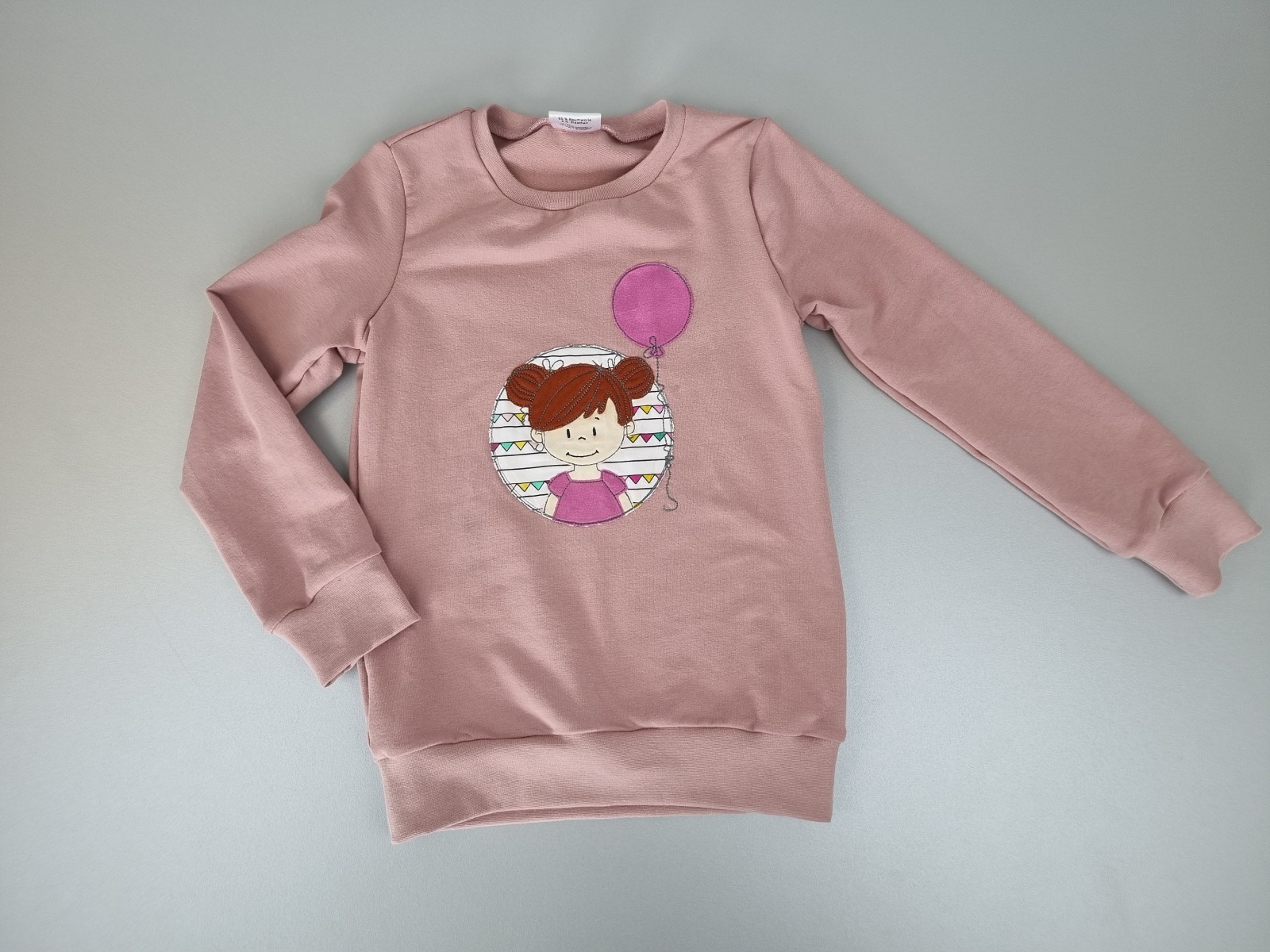 Geburtstagspullover, Pullover mit Mädchen Applikation, verschieden Farben, in Wunschgröße mit