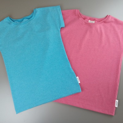 T- Shirt mit Miniarm Uni-Meliert in 5 Farben - legeres T-Shirt