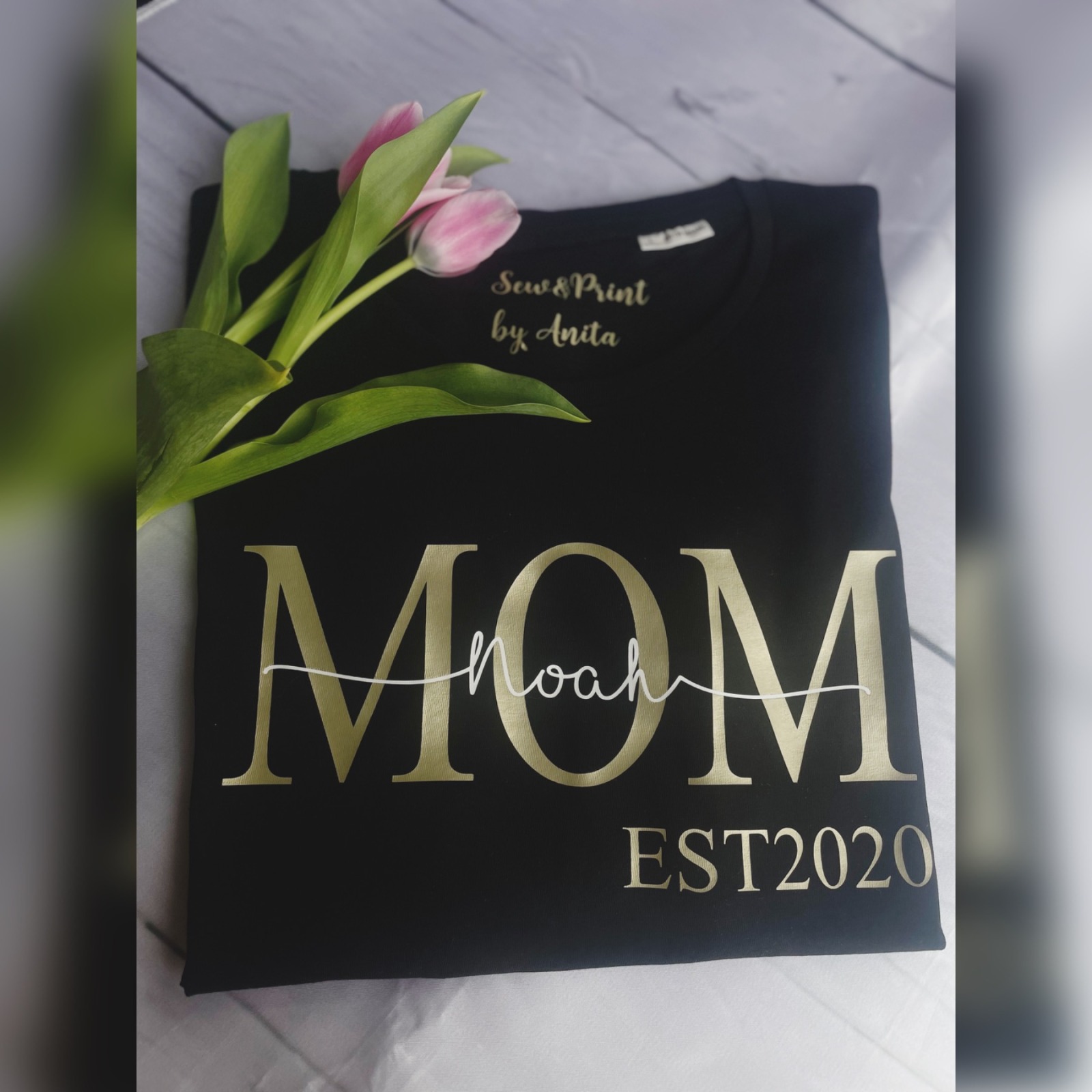 Damen Tshirt MOM Est Personalisiert mit Namen Tshirt MOM |Mama Shirt|Statementshirt|Geschenk für