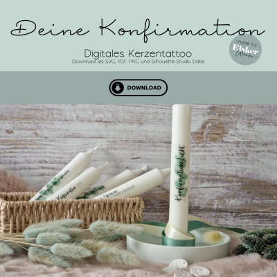 Deine Konfirmation - Digitale Datei - Digitale Datei zum Erstellen von Kerzentattoos. Auch geeignet