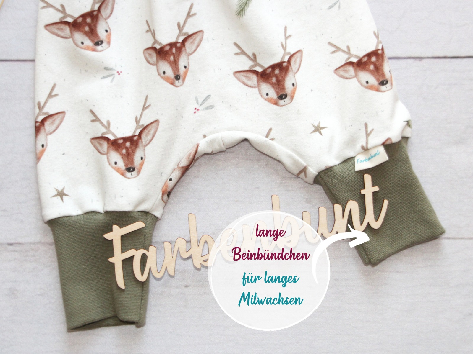 Babyset: Pumphose Mütze Halstuch Weihnahtsrehe 4