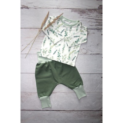 Set: Pumphose und Langarmshirt Eukalyptus - Babykleidung Set | Kinder Kleidung Eukalyptus | Tauf