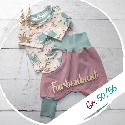 Set: Pumphose und Langarmshirt Rehe Gr. 50/56 - Weihnachts Outfit | Coming Home Outfit |