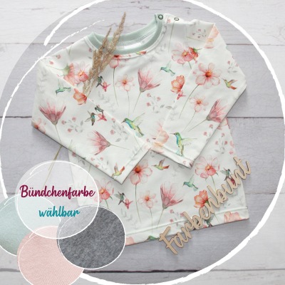 Langarmshirt Kolibris - Longsleeve Kinder | Baby Shirt mit Blüten | Kinder Oberteil | Langarmshirt