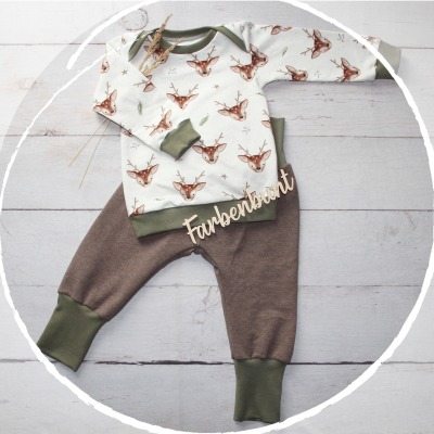 Set: Pumphose und Sweater Weihnachtsrehe - Babykleidung Set | Kinder Kleidung Jungen |