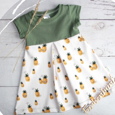 Jerseykleid kurzarm Ananas - Sommerkleid Mädchen | Baby Kleid | Kleid Einschulung | kurzarm Kleid