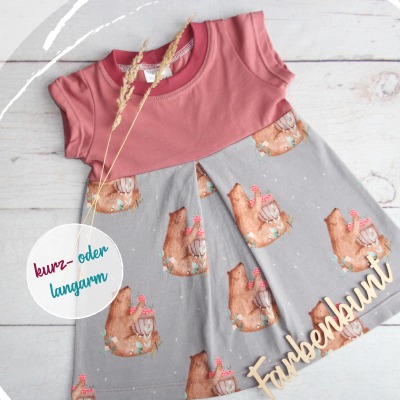 Jersey Kleid, kurz- oder langarm HimBär - Sommerkleid Mädchen | Geburtstagskleid | Baby Kleid |