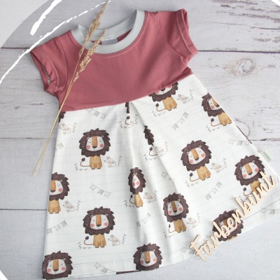Jerseykleid kurzarm Löwe und Maus - handmade Sommerkleid Mädchen | Baby Kleid | Kleid Einschulung