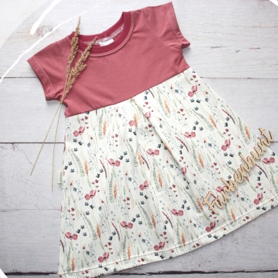 Jersey Kleid kurzarm Mohnblumen - Kleid Einschulung | Sommerkleid Mädchen | Baby Kleid | Kleid Blum