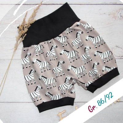 Kurze Pumphose Zebras, Gr. 86/92 - Pumpshorts für Junge | Sommerhose Mädchen | bequeme Shorts Kind