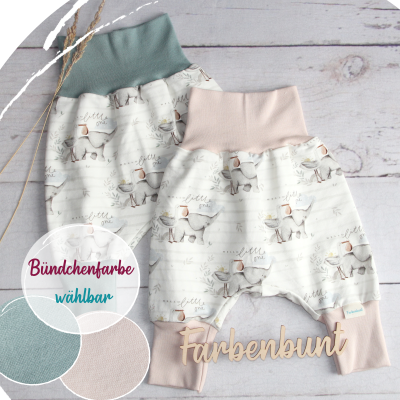 Baby Pumphose Kleiner Elefant - super süße handmade Haremshose aus Bio-Sommersweat für Neugebo