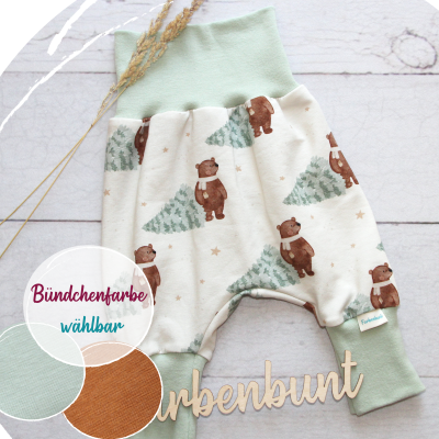 Pumphose für Babys und Kinder Weihnachtsbär - handmade Mitwachshose aus Bio-Sommersweat -