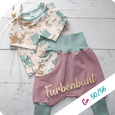 Set: Pumphose und Langarmshirt Rehe Gr. 50/56 - Weihnachts Outfit | Coming Home Outfit |