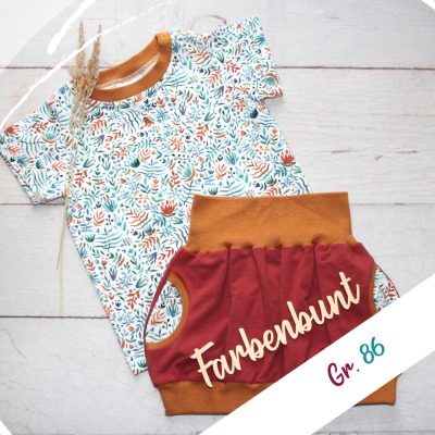 Sommerset: Tshirt und Ballonrock Regenblumen, Gr. 86 - Mädchen Kleidung mit Blumenmuster | Sommer O