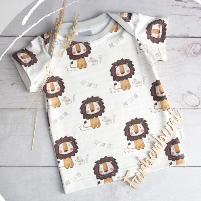 Tshirt Löwe und Maus - handmade Shirt kurzarm für Kinder | Bio Sommershirt Baby | Sommeroutfit