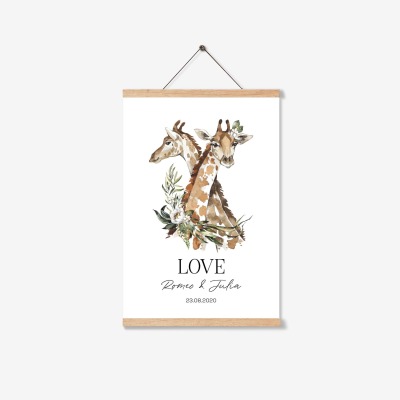 Paarposter Giraffe - personalisiertes Geschenk | Hochzeitsgeschenk Giraffe | Geschenk zur Hochzeit