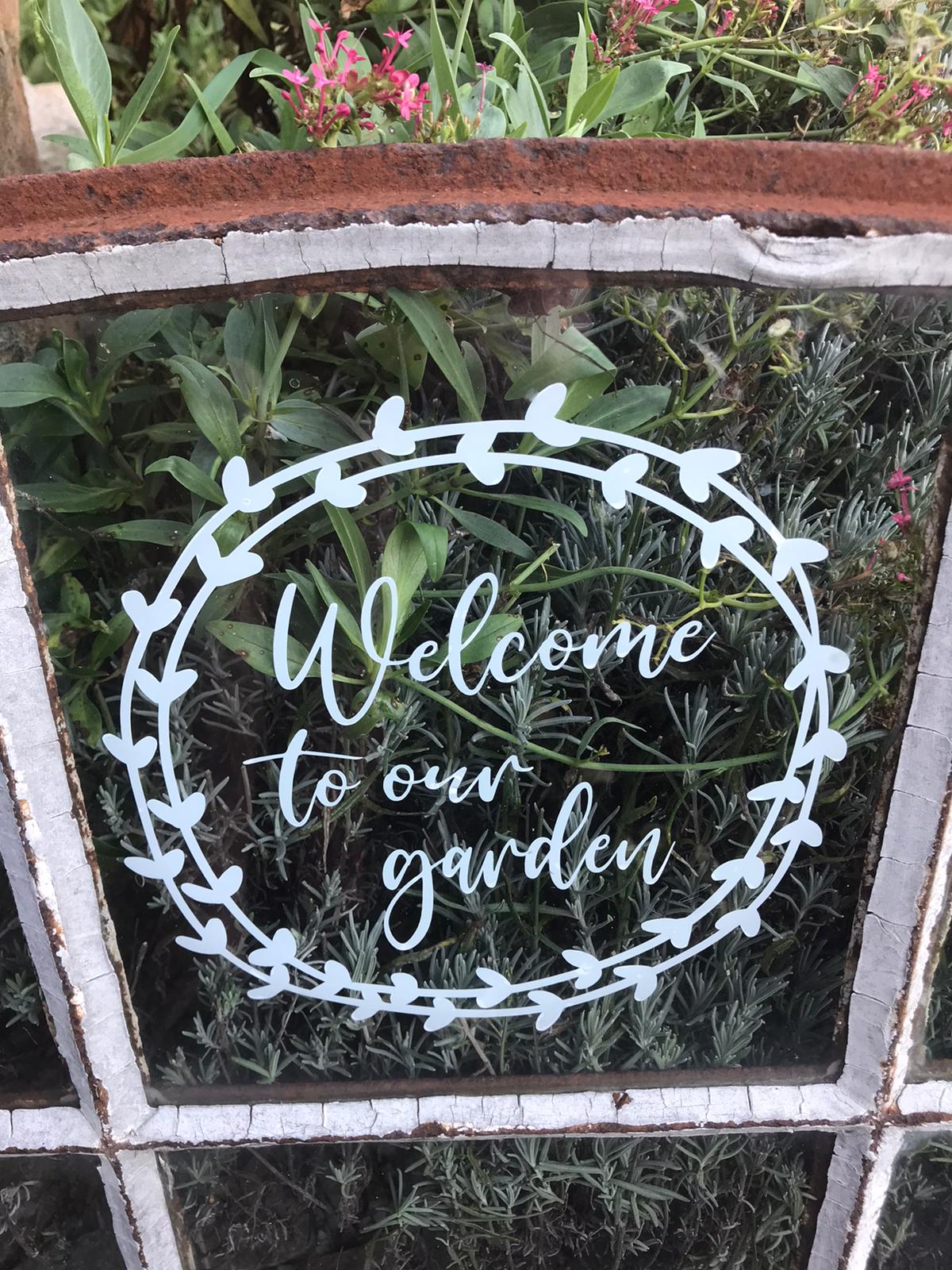 Aufkleber Welcome to our garden/Kranz