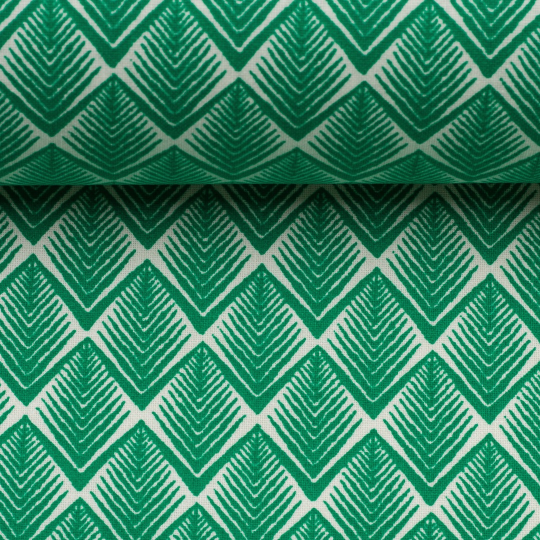 05m Beschichtete Baumwolle Leona zacken smaragd grün weiß 3