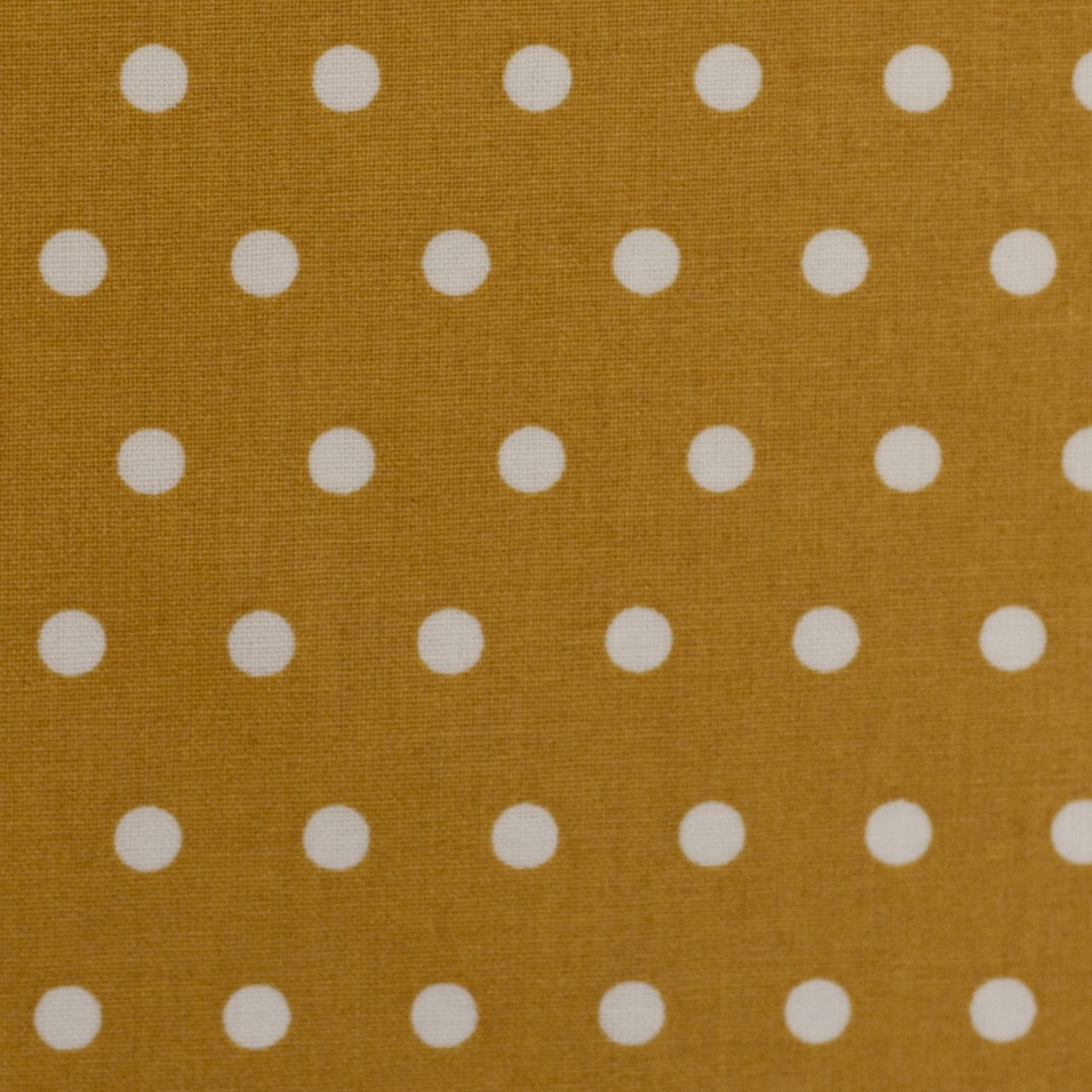05m Beschichtete Baumwolle Leona Punkte Dots 6mm senf weiß